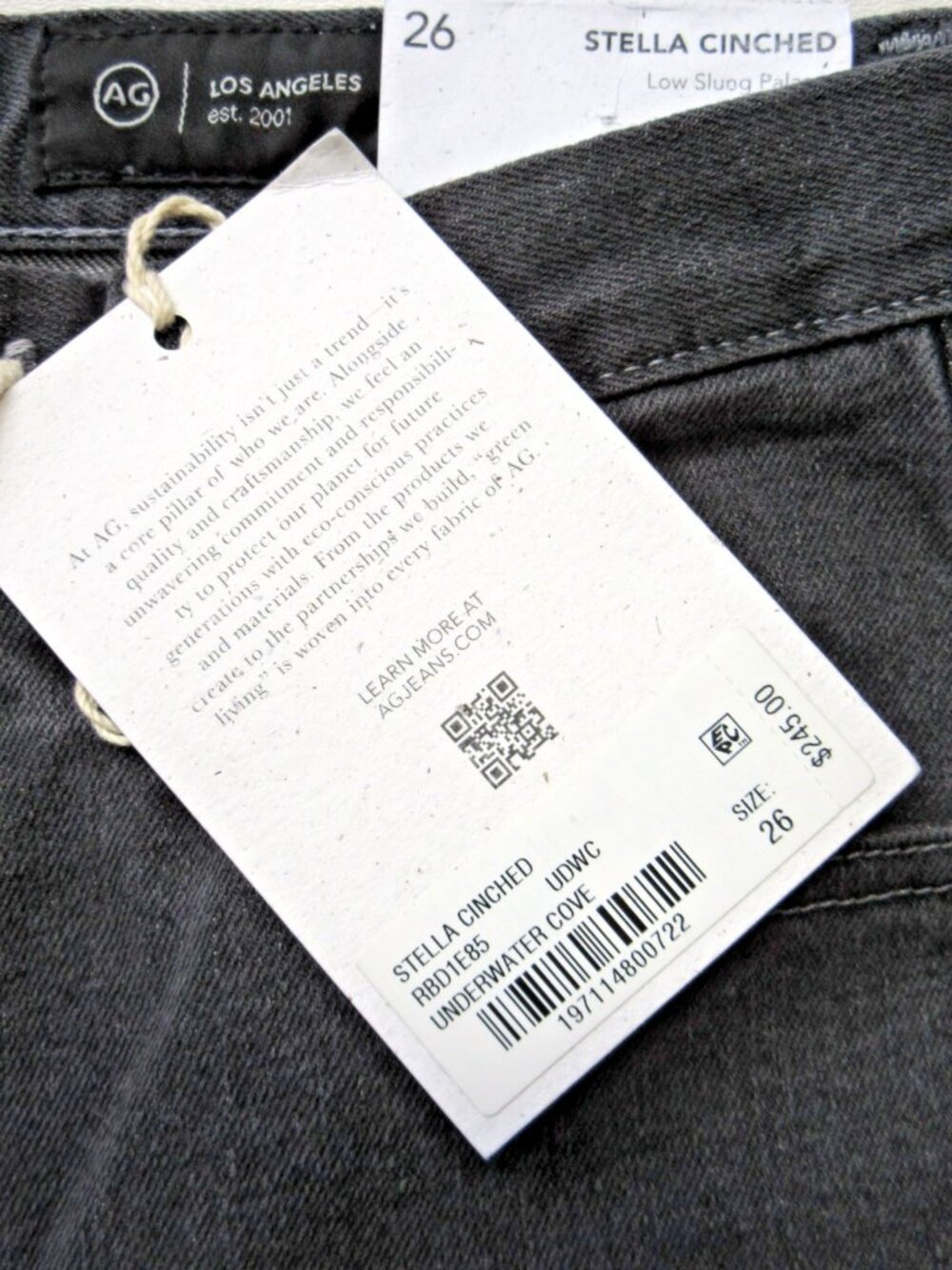 NWT Adriano AG Stella Cinched in Underwater Cove Low Stung Palazzo Jeans 26 - Picture 8 of 11